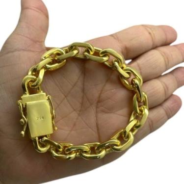 Imagem de Pulseira Cadeado 14mm Banhado a Ouro 18K Masculina - ToJoia18k