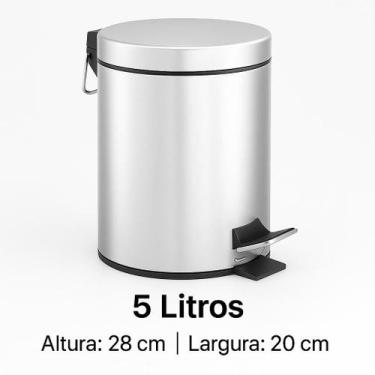 Imagem de Lixeira Inox com Pedal 3L 5L 12L Cesto Interno Cozinha Banheiro Escrit