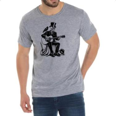 Imagem de Camiseta Cinza Esqueleto tocando violao - Alearts, M