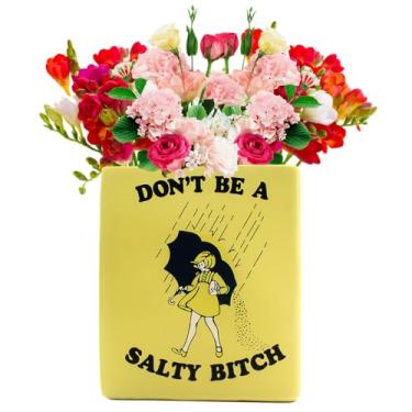 Imagem de Don't be a Salty B*tch Vaso de livro para flores, porta-lápis, vasos engraçados, decoração de casa, estante, mesa de jantar, decoração de escritório, presente para seus amantes de livros, leitores