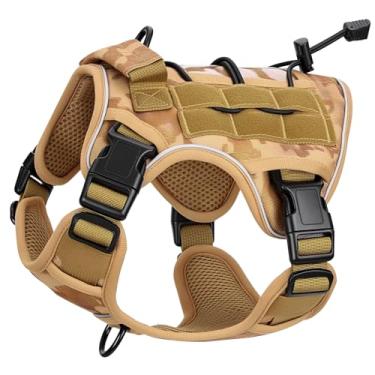 Imagem de Peitoral tático resistente para cães grandes, colete refletivo ajustável sem puxão com sistema Molle, controle de nível militar K9 para treinamento de serviço, atividades ao ar livre e mais de 10
