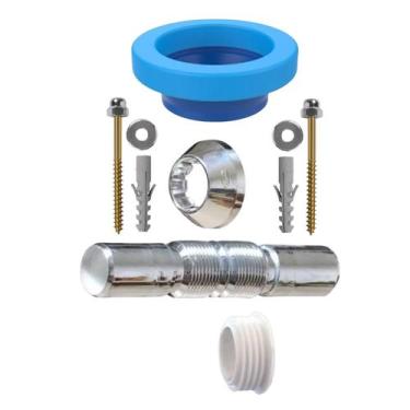 Imagem de Kit Instalação Vaso Tubo Ligação Cromado + Anel + Parafusos - Valeplas