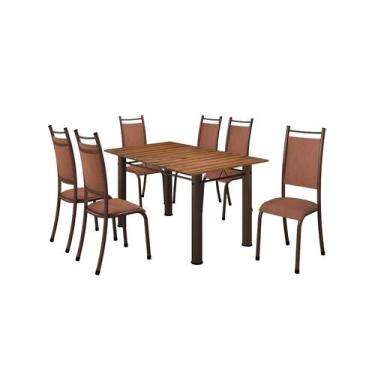 Imagem de Conjunto Verona 06 Cadeiras com Base Acre BM Tubulares, Pinus Conhaque