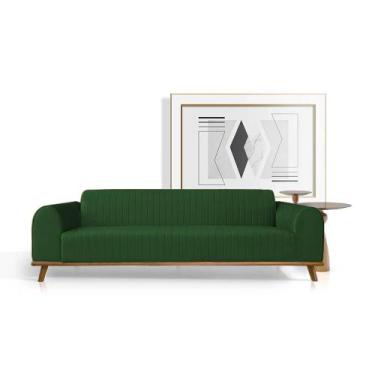 Imagem de Sofá Living Átila 2,50m 5 Lugares Veludo Verde - LEONARDI