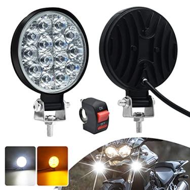 Imagem de HONLEEX 2 peças de luzes redondas off-road de 3,4 polegadas brancas/âmbar, 14 LEDs 24 W 4200 LM luz de trabalho de LED branco com kit de interruptor para caminhão/SUV/ATV/JEEP/4WD Jeep/Barco/Trator