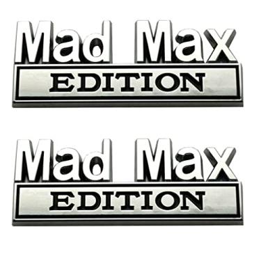 Imagem de Emzscar Pair Metal Mad Max Edition Decal Emblems 3D Letters Badge Truck Adhesive Conservative Stickers, Funny Decals Adhesive Letters Fit for Vehicle, Truck, SUV, Door Decoration (Chrome)