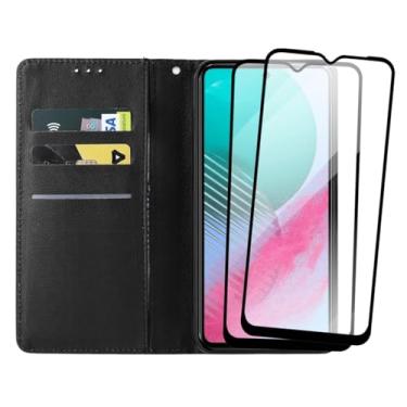 Imagem de Capa Carteira Flip Case para Samsung Galaxy M54 com 2 Películas de Vidro Temperado 3D, Preta