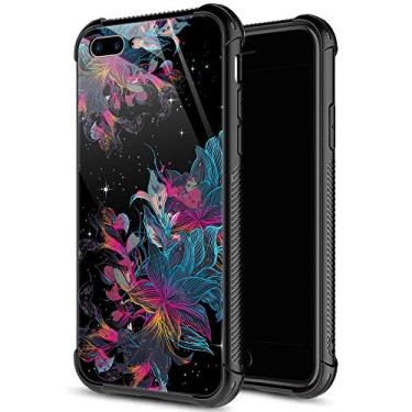 Imagem de Capa para iPhone SE 2020, capa de vidro temperado para iPhone 8, para meninas, lábios coloridos e sexy, capas para iPhone 7, à prova de choque, antiarranhões, para Apple iPhone 7/8/SE2 4,7 polegadas, quatro cores, iPhone 7/8 Plus, Galaxy Flower