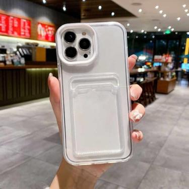 Imagem de Capa de celular transparente com borda sólida e porta-cartões para iPhone 14, 13, 12, 11 Pro Max, X, XR, XSMAX, 7, 8 Plus SE, TPU, 585, branca, para iPhone 8P