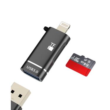 Imagem de Adaptador Lightning para USB (2 em 1) Leitor de cartão micro SD para iPhone 14 13 12 Pro Max OTG 3.0 Cabo para Apple MFI certificado para iPad conector câmera digital TF Memory Photo Transfer Stick