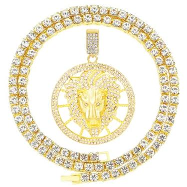 Imagem de HH Bling Empire Correntes de tênis masculinas hip hop prata ouro gelado diamante brilhante Boss Fist pingente, Cristal, Diamante