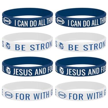 Imagem de AKAIXI 8 pulseiras de silicone de futebol para homens e mulheres, lembrancinhas motivacionais de festa de aniversário, presentes de festa temáticos esportivos para fãs de esportes, dia de jogo de