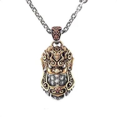 Imagem de vinsiora Chaveiro de dragão Daiwa, símbolo da sorte, colar com pingente geral do exército chinês para homens e mulheres, estilo vintage, Cobre, Sem Pedra Preciosa