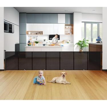 Imagem de Uamector Portão Retrátil Reforçado Extra Largo De 200 Polegadas Para Bebês E Cães, Malha, Comprimento Altamente Ajustável E Flexível Para Escadas E Portas