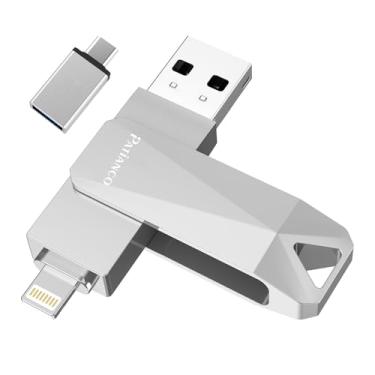 Imagem de Pen Drive USB para iPhone 512GB Apple MFi Certified Photo Stick Thumb Drive, iPhone-Memory-Stick para iPad/iPhone/computador Picture Keeper, disco rígido portátil, cinza prata