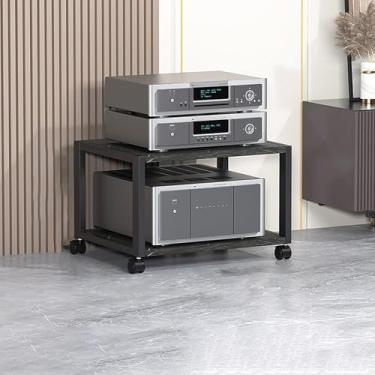 Imagem de Cremalheira Audio Com Roda Universal, Capacidade De Rolamento Estável E Durável, Forte, Suporte Preto Do Jogador De Disco, Armazenamento Da Multi-camada, Aberto Para O Arm, Black, 50 * 40 * 69cm