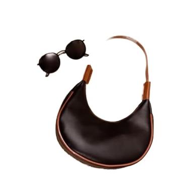 Imagem de Baguete meia lua Bolsa Feminina Lateral Lisa(Pto/marrom)