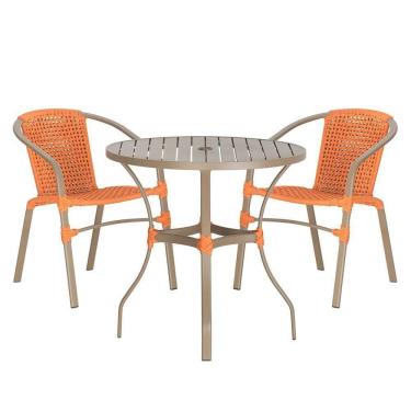 Imagem de 02 Cadeiras Floripa E Mesa Roma 80cm Fendi Trama Terra Cota