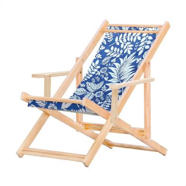Imagem de Espreguiçadeira Dobrável para Piscina ou Varanda - Madeira Maciça, Com Braço, Natural
