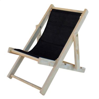 Imagem de Cadeira Espreguiçadeira Dobrável Infantil Madeira Maciça Natural com Tecido