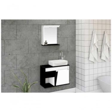 Imagem de Kit Armario Banheiro Suspenso Sicilia 67cm Preto - Rorato