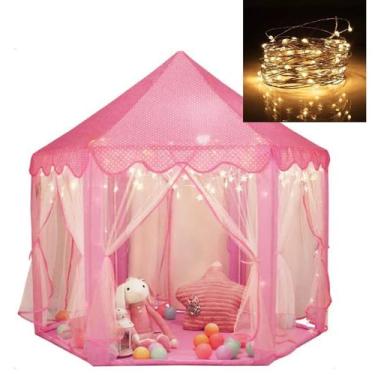 Imagem de Barraca Infantil Tenda Cabana Castelo Princesa Com Luzes Led - barraca