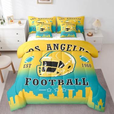 Imagem de Erosebridal Jogo de cama de futebol americano para fãs de futebol americano, 7 peças, jogo de cama solteiro para fãs de futebol americano, para crianças, meninos e meninas, adolescentes, jogos