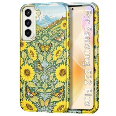 Imagem de Btscase Capa para Samsung Galaxy S22 Plus 5G, estampa de mármore, 3 em 1, resistente, à prova de choque, policarbonato rígido robusto + silicone macio para mulheres e meninas para S22 Plus, girassol