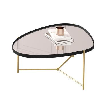 Imagem de Mesa de Centro Organica Alamanda Preto Pe Dourado - Moveis JB