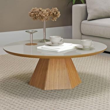 Imagem de Mesa de Centro 90 Cm 100% Mdf Tb626 Off White/Freijó - Dalla Costa