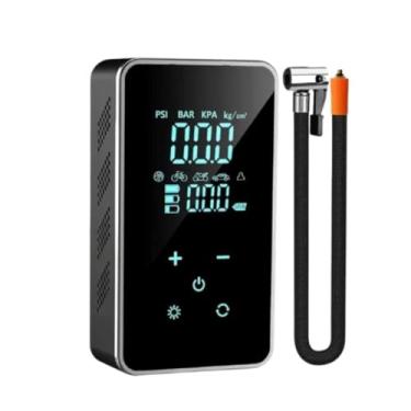 Imagem de Compressor Ar Portátil PowerBank Luz de Emergência Lanterna com Tela Digital 150PSI Tela Touch Multifuncional Recarregável USB-C Bomba de Ar Inteligente sem Fio para Carro Moto Bike e Piscina