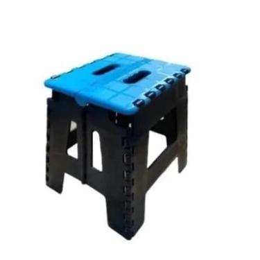 Imagem de Banco De Plástico Dobrável Resistente Banqueta Dobrável Banquinho Resistente Multiuso Cor Azul