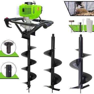 Imagem de Perfurador de Solo Menegotti MPS-52 À Gasolina 2T 52cc 1,8HP Profissional de Alta Rotação Com KIT de Brocas 80x20cm, 80x25cm e 80x30cm