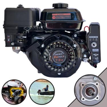 Imagem de Motor Estacionário Partida Elétrica Anmax AN210E À Gasolina 208cc 7HP 3.600rpm Profissional Com Eixo Horizontal Chavetado 19,05mm P/ Gerado de Energia