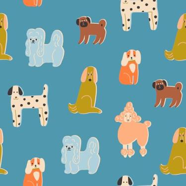 Imagem de CHIHUT Papel de parede engraçado para cães de 45 x 599 cm, autoadesivo, impermeável, com desenho animado, papel de contato, animais removíveis, papel de parede para quarto de crianças, berçário, vinil