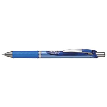 Imagem de Pentel Caneta esferográfica Energel Knock, ponta de agulha de 0,5 mm, tinta azul com detalhe azul (BLN75-C)