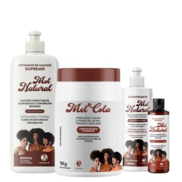 Imagem de Kit Adificicante Mel Cola 1kg Óleo Ativador Cachos Natural - Trihair