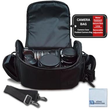 Imagem de Bolsa de transporte de luxo grande digital para câmera/vídeo acolchoada/capa para Nikon, Sony, Pentax, Olympus Panasonic, Samsung, e Canon DSLR câmeras e eCostConnection pano de microfibra