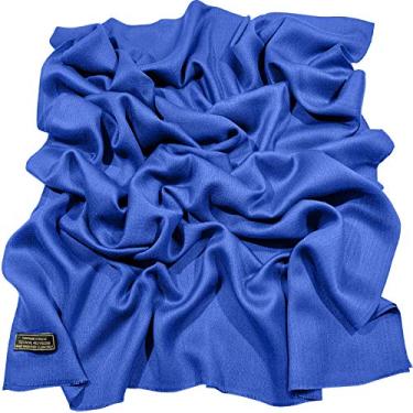 Imagem de Cachecol de franja com design de cor sólida com franja e estola para cachecol Pashmina Pashminas CJ Apparel NOVO, Royal Blue, One Size