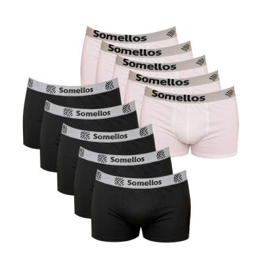 Imagem de Kit 10 Cuecas Boxer PLUS SIZE EXG1 Somellos  Pretas E Brancas