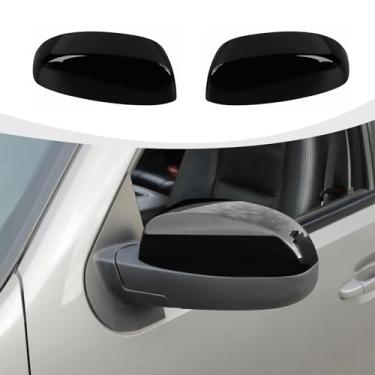 Imagem de RAZPOY Capa de espelho retrovisor lateral com acabamento em concha superior compatível com Chevy Silverado & Suburban & Tahoe & GMC-Yukon & GMC-Sierra & Cadillac Escalade 2007-2013, preto