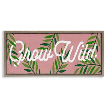 Imagem de Stupell Industries Arte de parede em tela flutuante rosa e verde cresce marrom selvagem por Lil' Rue, 28 x 63 cm