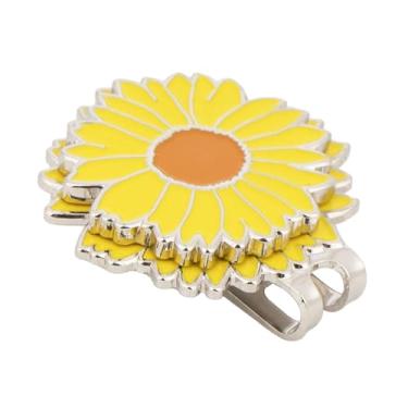 Imagem de Deevoka Prendedor de chapéu para marcador de golfe em formato de crisântemo, divertido, suporte portátil de ferro para marcador de bola de golfe profissional