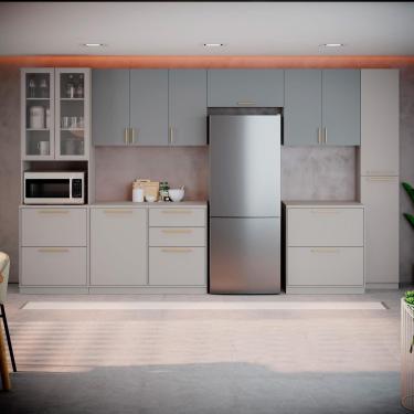 Imagem de Cozinha Completa Itatiaia Essence 7 Peças Paneleiros Balcões e Armários Aéreos Fendi e Gris