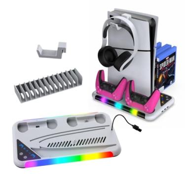 Imagem de Base Multifuncional Led Cooler Carregador de controle Suporte Slots de jogo para Ps5 Fat Slim Pro