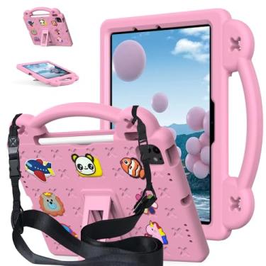 Imagem de YRH Capa infantil para iPad Air de 11 polegadas 2024 (M2), para iPad Air 6ª geração 2024, para iPad Pro 2024 (M4), capa à prova de choque de EVA com alça de suporte, rosa