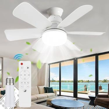 Imagem de Ventilador de teto com soquete de 52,8 cm com controle remoto - 3 temperaturas de cor clara e 3 configurações de velocidade (base E26)