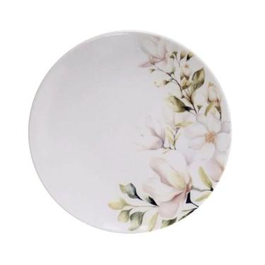 Imagem de Prato de Sobremesa Branco 21cm Porcelana Decorada Avulso Tramontina Magnólia