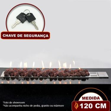 Imagem de Lareira a Gás Império 120cm - Aço Inox - Fogo & Art, Com chave de segu