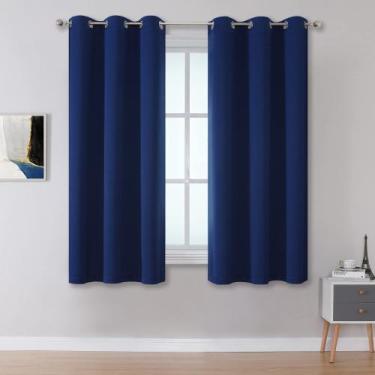 Imagem de Cortinas Blackout DUALIFE Azul marinho 137x137cm com isolamento térmic